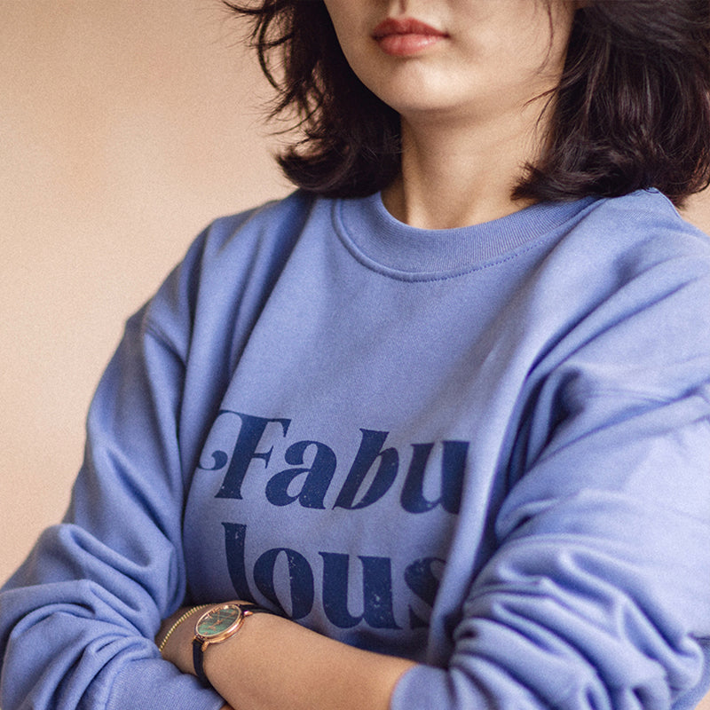 Women's Sweatshirt with Retro Fabulous Print / Blue