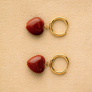 Natural Stone Heart Earrings