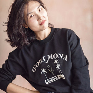 Women's Sweatshirt with Palmtree Print / Black