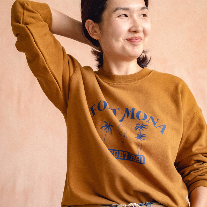 Women's Sweatshirt with Palmtree Print / Brown