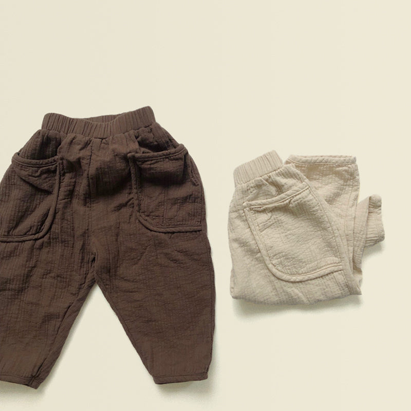 Kids Double Cotton Gauze Pants with Pockets